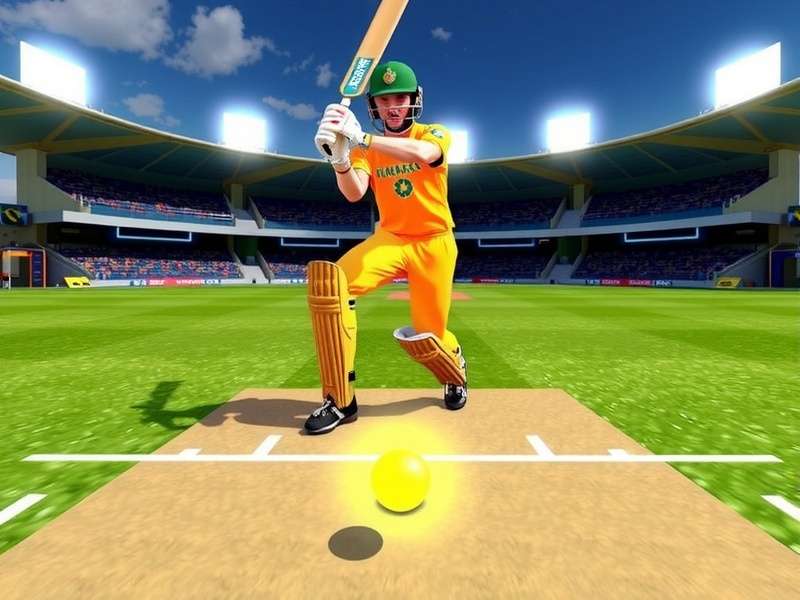 VR Cricket Ultimate batting gameplay showing a player hitting a six